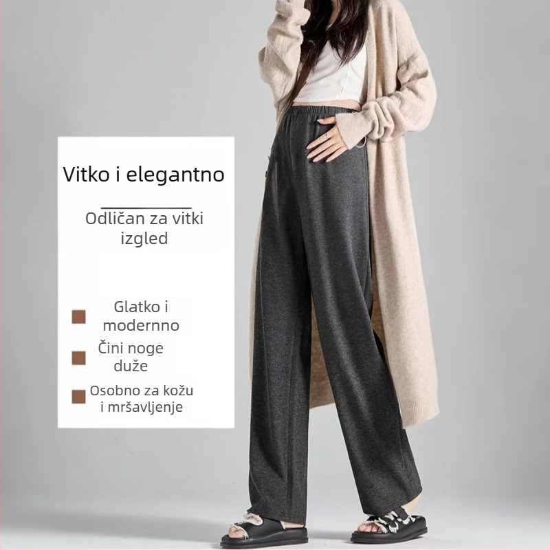 JOYNCLEON Trudničke hlače s širokim krojem, jesen-zima, debela tkanina, duge, podrška za trudnoću