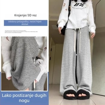 Hlače za trudnoću, tkanina od vunenog blend-a, široki kroj, duge, srednja debljina, blaga elastičnost