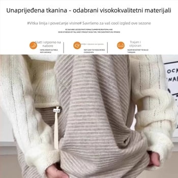 Hlače za trudnoću, tkanina od vunenog blend-a, široki kroj, duge, srednja debljina, blaga elastičnost