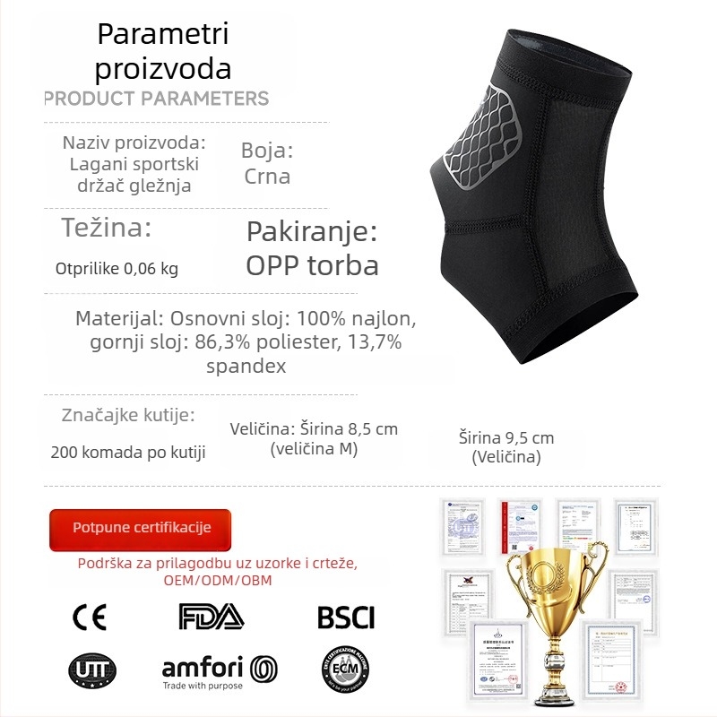 Ortezna gležnja – prozračna zaštita od spandexa za gležanj, za košarku, trčanje i fitness