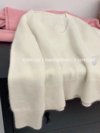 Džemper Bear Velvet s kapuljom i V-izrezom, debeo, japansko-korejski casual stil