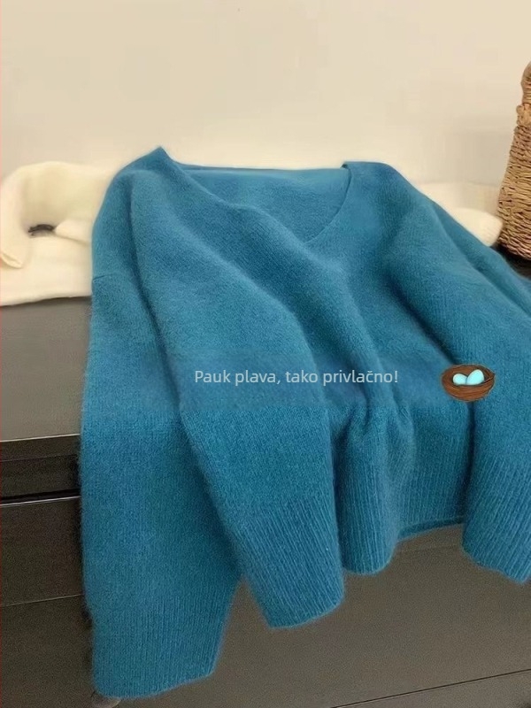 Džemper Bear Velvet s kapuljom i V-izrezom, debeo, japansko-korejski casual stil