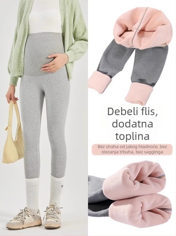 Trudničke hlače s flis podstavom od vunene smjese, tople, duge, srednje debljine, visokim strukom