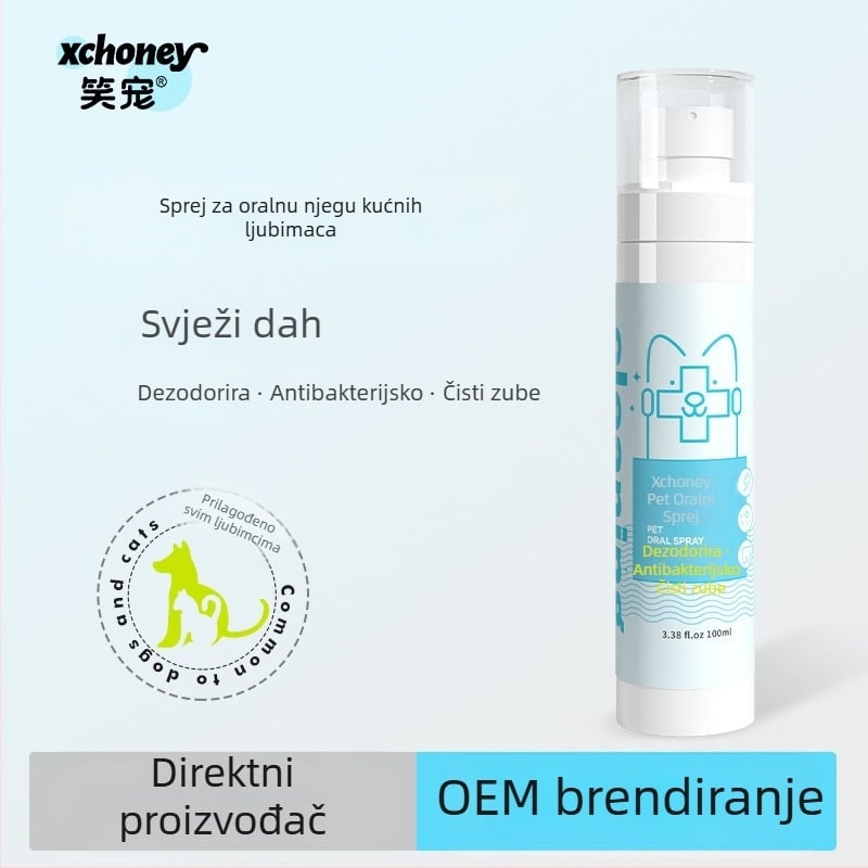 Sprej za svježi dah kućnim ljubimcima — osvježava dah, čišćenje zuba, sprej za zubni kamenac; Laughing Pet, ekološki plast