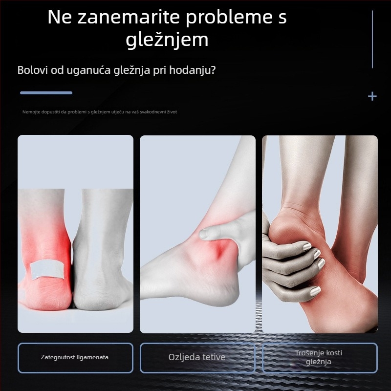 Zglobni ortoz s podesivim pojaseom protiv uganuća, prozračni poliester, zaštita gležnja za trčanje i fitness