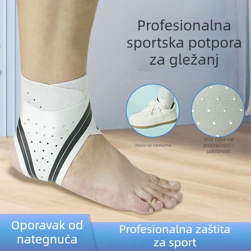Sportska potpora gležnja - ultra tanka, prozračna, kompresijska fiksacija, zaštita od uganuća, materijal: poliestar + elastan + pamuk