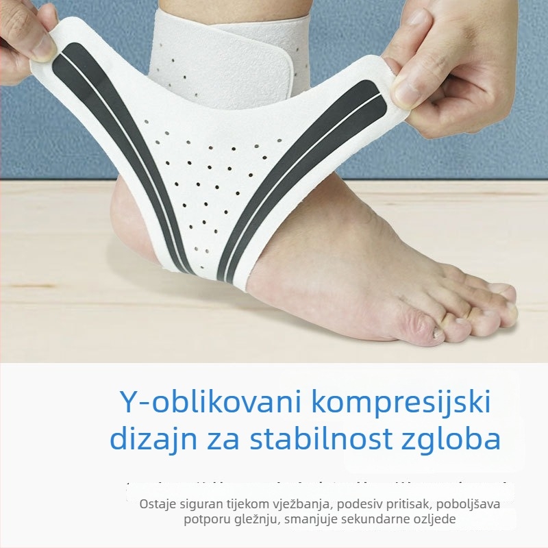 Sportska potpora gležnja - ultra tanka, prozračna, kompresijska fiksacija, zaštita od uganuća, materijal: poliestar + elastan + pamuk