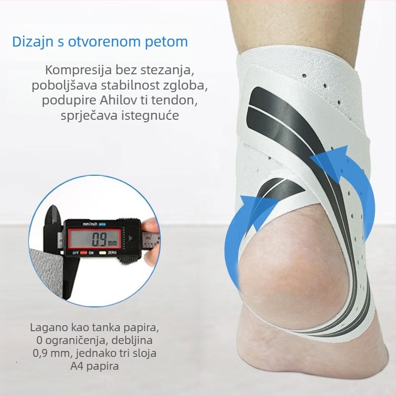 Sportska potpora gležnja - ultra tanka, prozračna, kompresijska fiksacija, zaštita od uganuća, materijal: poliestar + elastan + pamuk
