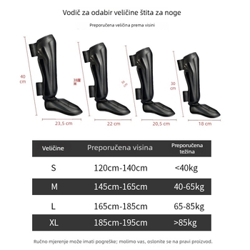 Zaštitne noge za Muay Thai, Sanda i boksa s uključenom obućom — PU, visoko pjenasto punjenje, vertikalni stil, profesionalna zaštita