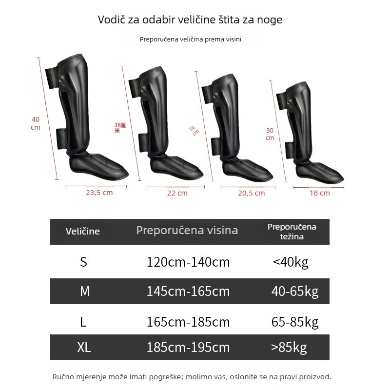 Zaštitne noge za Muay Thai, Sanda i boksa s uključenom obućom — PU, visoko pjenasto punjenje, vertikalni stil, profesionalna zaštita