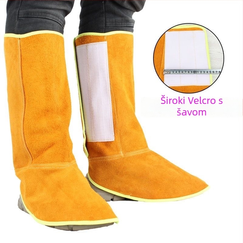 Zaštita stopala za zavarivanje od goveđe kože – toplinska izolacija, dvostruko slojena goveda koža, zaštita stopala za zavarivača, ojačana zaštita pri zavarivanju