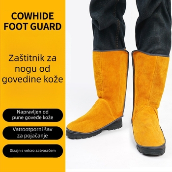 Zaštitnik za nogu od kravlje kože za zavarivanje s zaštitom od prskanja i toplinskim štitom, izdržljiv