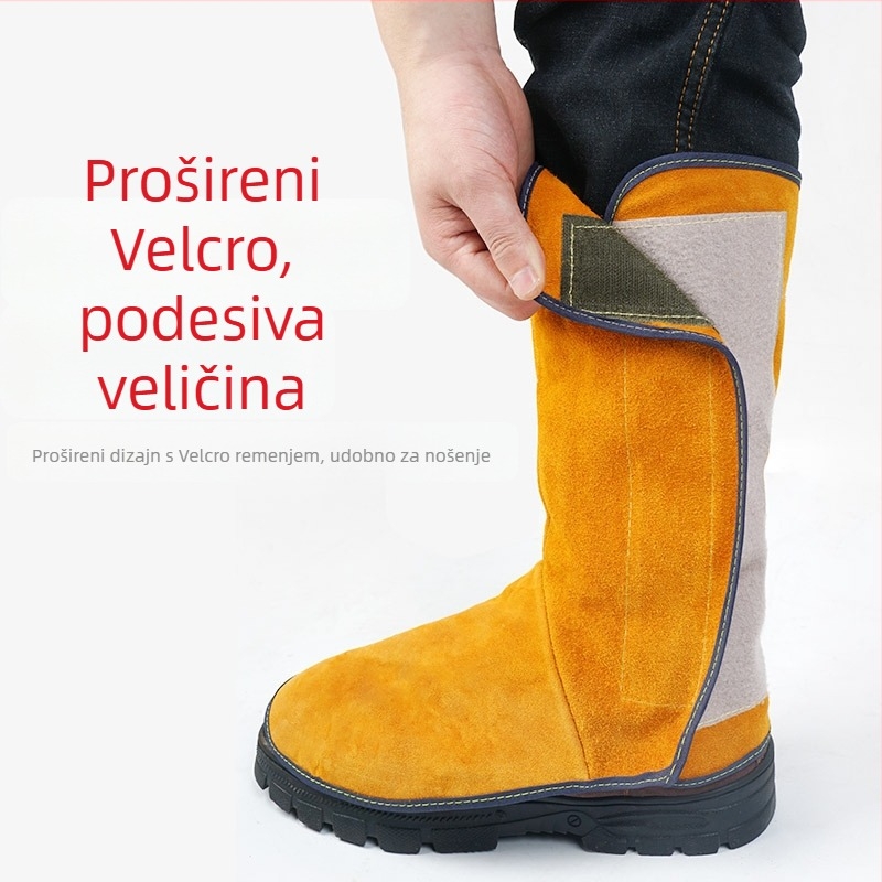 Zaštitnik za nogu od kravlje kože za zavarivanje s zaštitom od prskanja i toplinskim štitom, izdržljiv