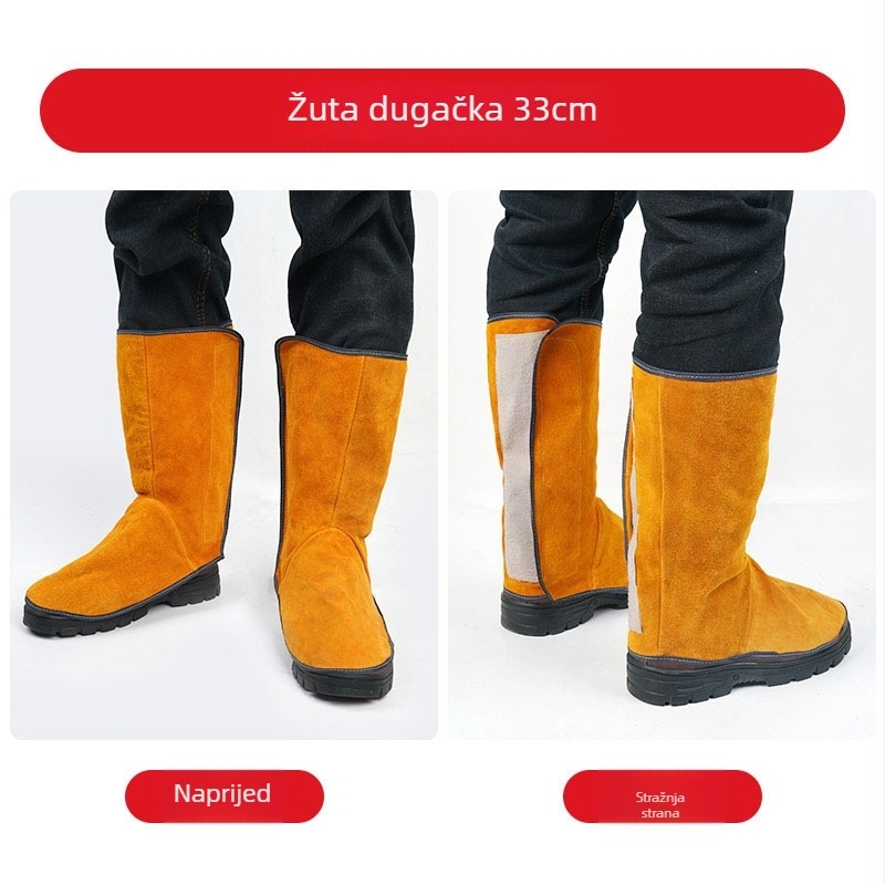 Zaštitnik za nogu od kravlje kože za zavarivanje s zaštitom od prskanja i toplinskim štitom, izdržljiv
