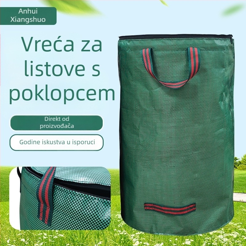 Vreća za prikupljanje vrta s poklopcem, vodootporna plastična, kapaciteta 120–500 L, ekološka, za prikupljanje vrtnog otpada