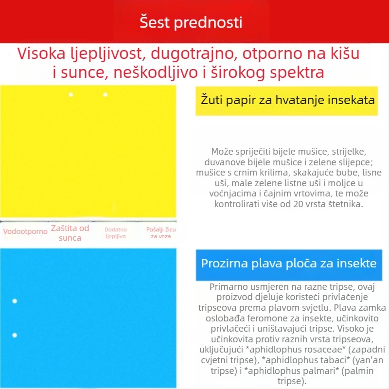 Ljepliva ploča za insekte i zamka za muhe i komarce