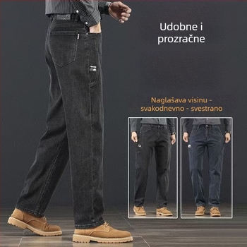 Muške traperice od denima - ravni kroj, blaga elastičnost, srednji pojas, zatvarač, duge nogavice