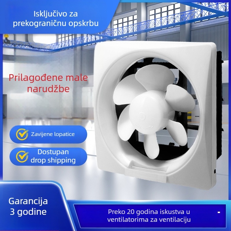Ventilator za prozor s lamelama – 230x230 mm, 220V, 50Hz, Viseći način ugradnje