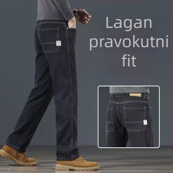 Džins hlače ravnog kroja, srednji porast struka, zatvarač, isprani efekt
