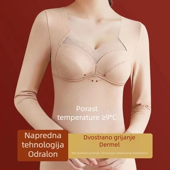 Jednodelna termalna bluza s ugrađenim jastučićem za dekolte, unutarnjim flisom, dugi rukavi, grijanje