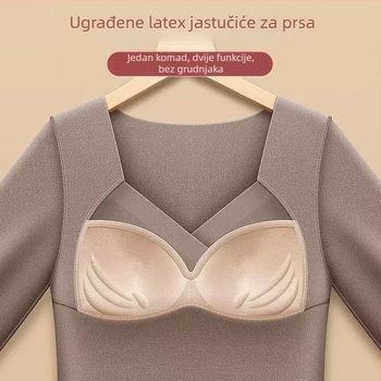 Jednodelna termalna bluza s ugrađenim jastučićem za dekolte, unutarnjim flisom, dugi rukavi, grijanje