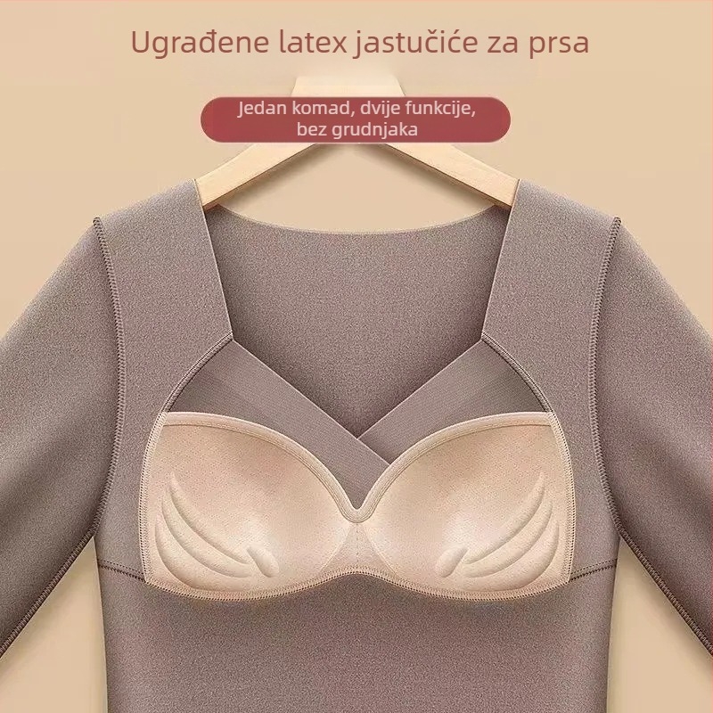 Jednodelna termalna bluza s ugrađenim jastučićem za dekolte, unutarnjim flisom, dugi rukavi, grijanje