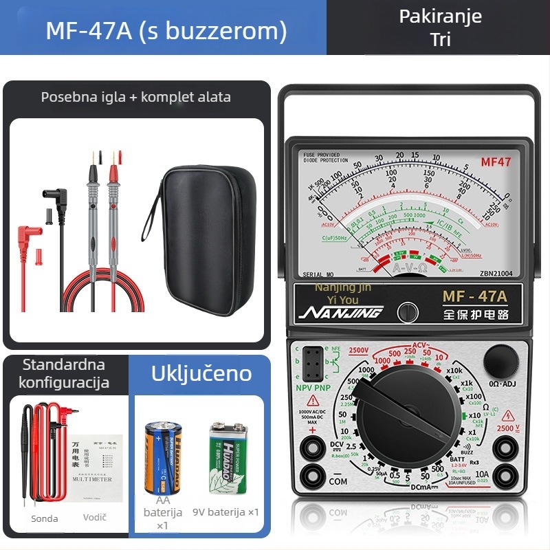 MF47A mehanički analogni multimetar — visoka preciznost, iglični pokazivač, model MF47A