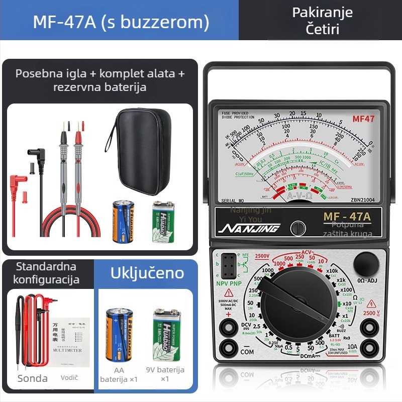 MF47A mehanički analogni multimetar — visoka preciznost, iglični pokazivač, model MF47A