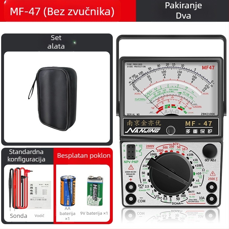 MF47A mehanički analogni multimetar — visoka preciznost, iglični pokazivač, model MF47A