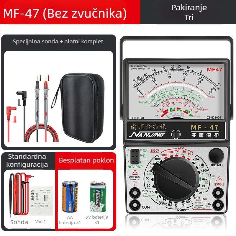 MF47A mehanički analogni multimetar — visoka preciznost, iglični pokazivač, model MF47A
