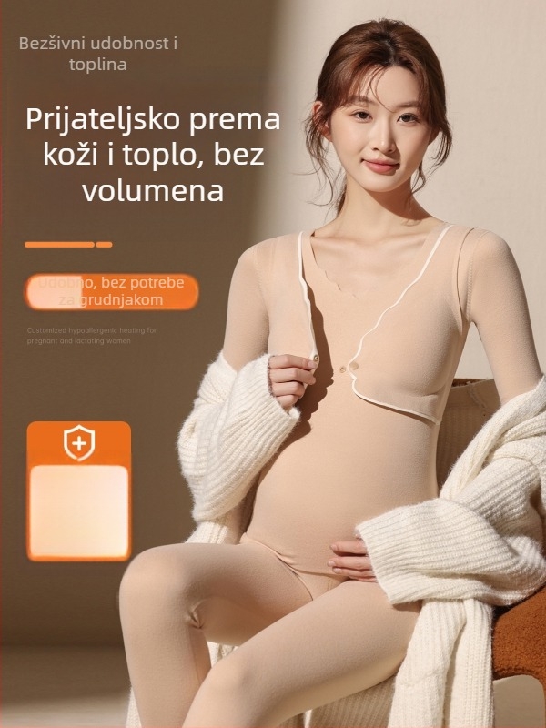 Trudnički noćni set za dojenje – top bez rukava i hlače, jedinstven uzorak, kationički poliester sa spandeksom (90–95% poliester; spandeks <30%), jesen 2025