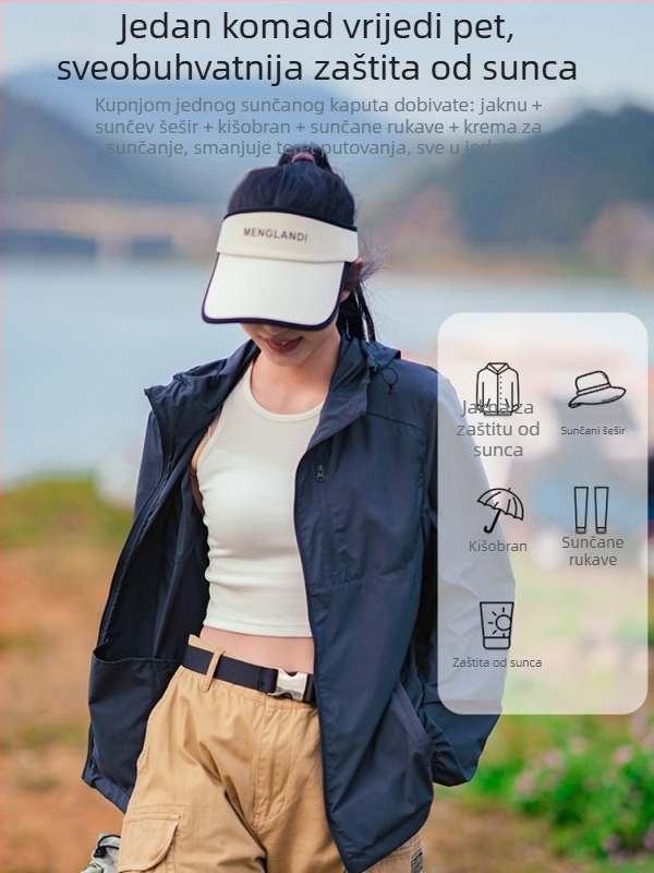 Unisex jakna za zaštitu od sunca, kapuljačom, lagana, prozračna, UPF50+