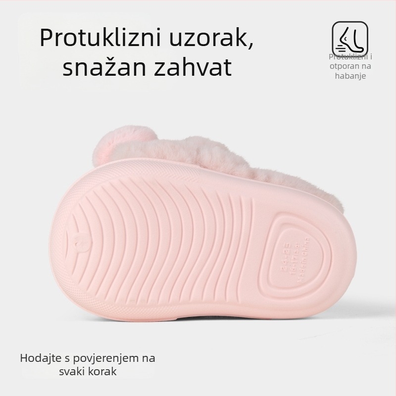Dječje pamučne papuče za kuću, gornji dio od flisa, EVA đon, kartunski uzorak, stil nošenja: bootie/papuča