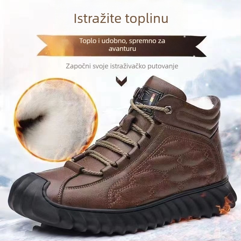 Zimske muške papuče, gornji materijal sintetička koža, đon PVC, debela izrada, vezanje šnurkama