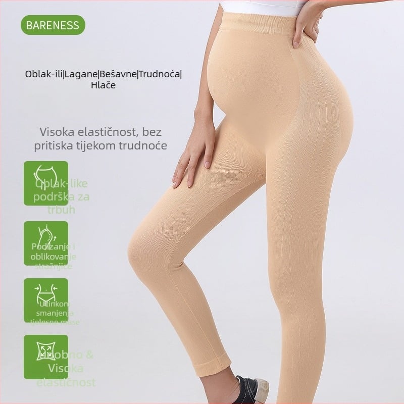 Trudničke seamless tajice za jogu s visokim strukom, duge, podizanje stražnjice, srednja debljina, mješavina najlona i spandexa