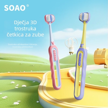 SOAO dječja četkica za zub s tri strane — mekane vlasi, 2-komplet, ručna