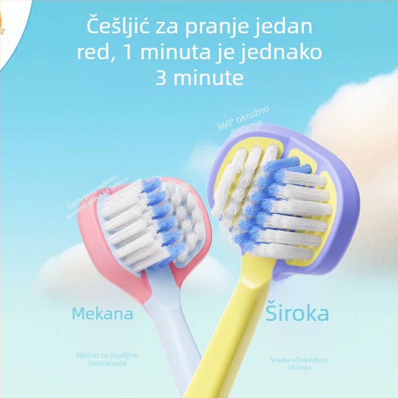 SOAO dječja četkica za zub s tri strane — mekane vlasi, 2-komplet, ručna