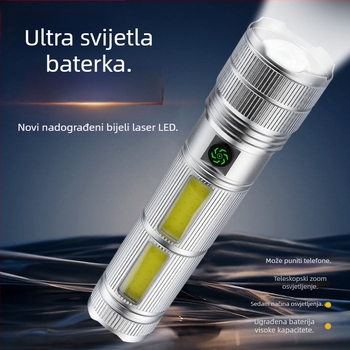 Aluminijska baterijska svjetiljka s 9000mAh, 30W, laserski izvor svjetla, dugi domet najmanje 500 m