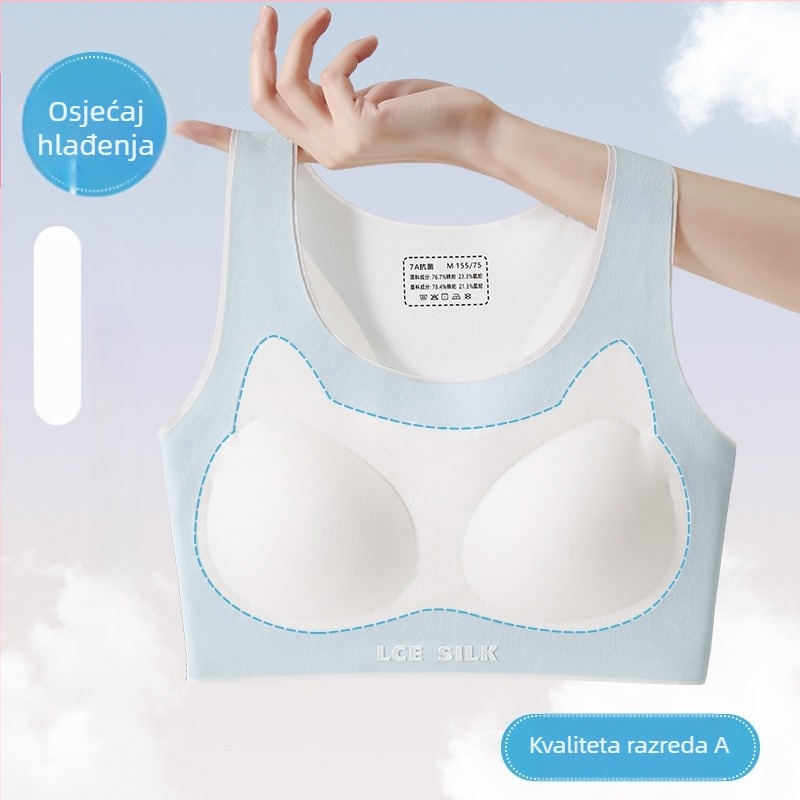 Najlon grudnjak za tinejdžerke, bezšivni dizajn s križnim zadnjim pojasom – prozračan, odvodi vlagu, puni čašice, tanko oblikovan čašice, čvrste dvostruke naramenice