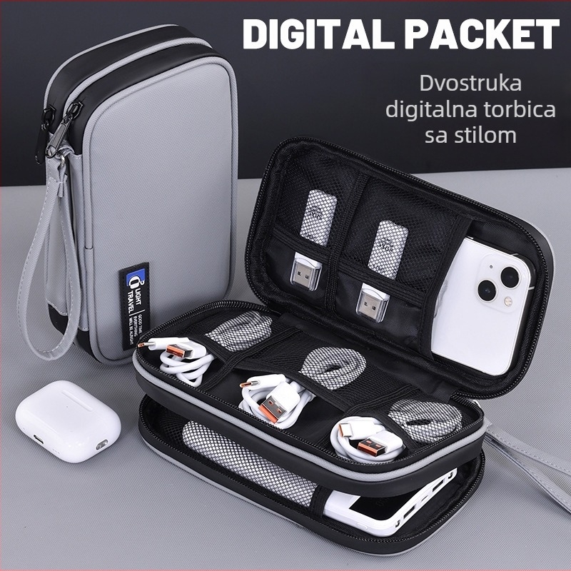 Digitalni organizator torba, model 5012, kubistički dizajn, Oxford tkanina, višestruka namjena, za kućnu i putnu upotrebu; pohranjuje CD-ove, uredske potrepštine, lijekove, poštanske kartice i druge predmete.