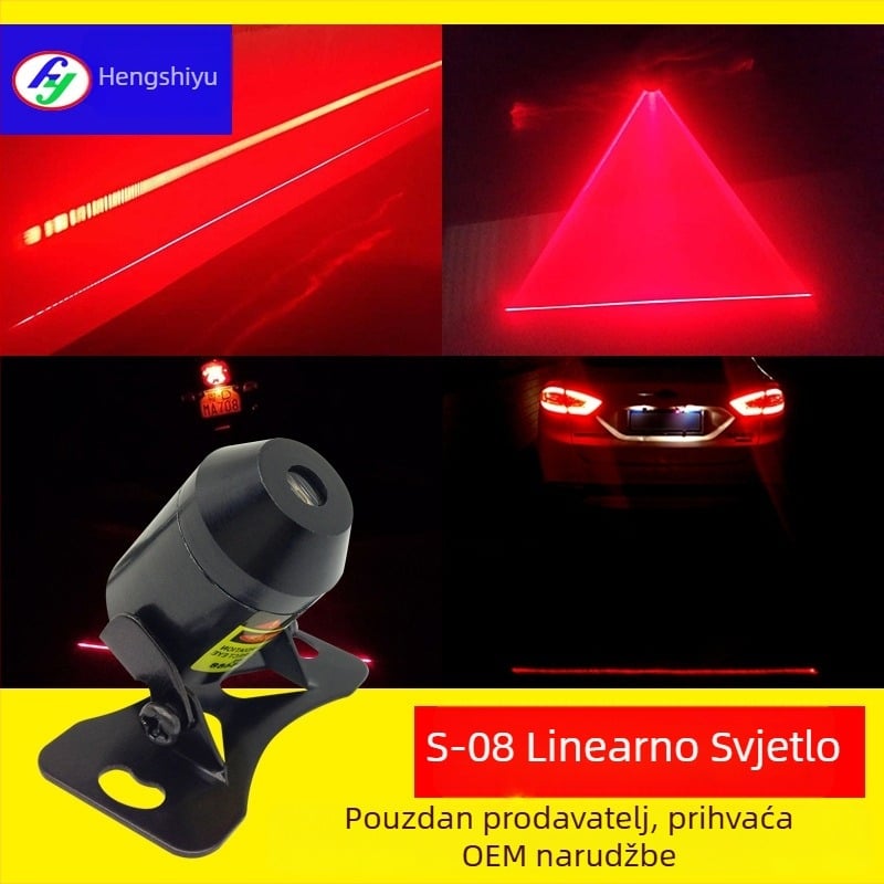 LED lasersko magleno stražnje svjetlo za automobile, kamione i motocikle – model S-08 short bullet, 12–24V, aluminij