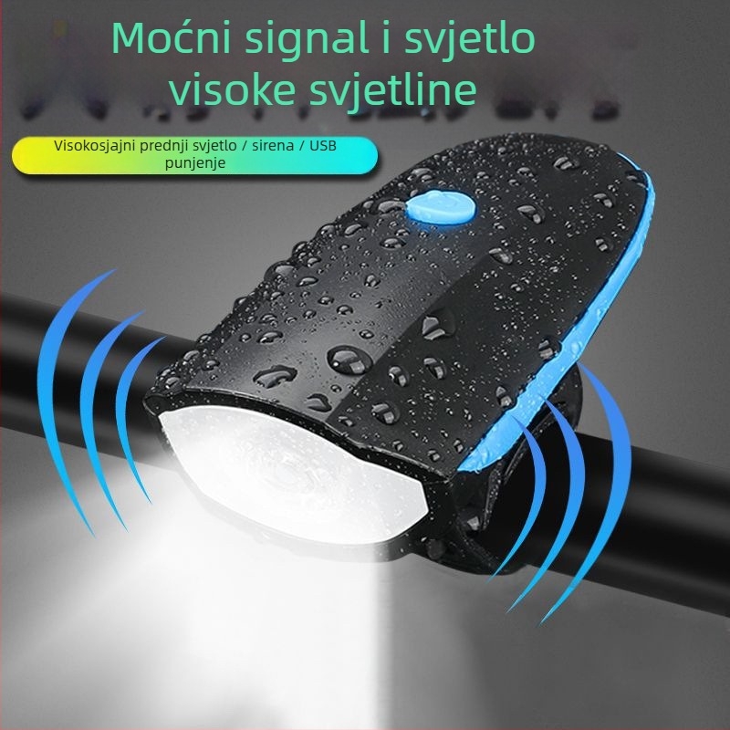 7588 Prednje svjetlo za bicikl USB punjivo, Noćna vožnja MTB, Vodootporno