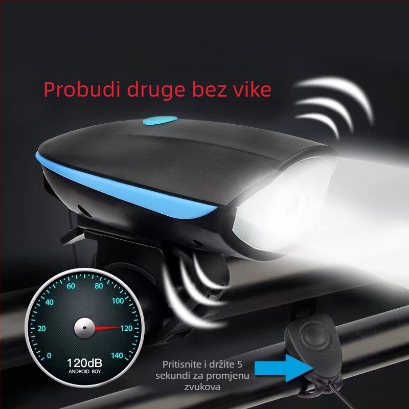 7588 Prednje svjetlo za bicikl USB punjivo, Noćna vožnja MTB, Vodootporno