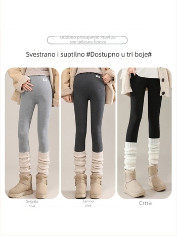 Trudničke hlače s flis podstavom, debele, duge, uskog kroja, poliester-spandeks mješavina, zimska kolekcija 2025