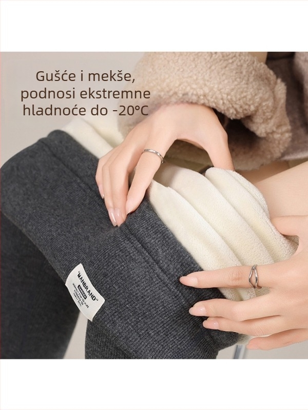 Trudničke hlače s flis podstavom, debele, duge, uskog kroja, poliester-spandeks mješavina, zimska kolekcija 2025