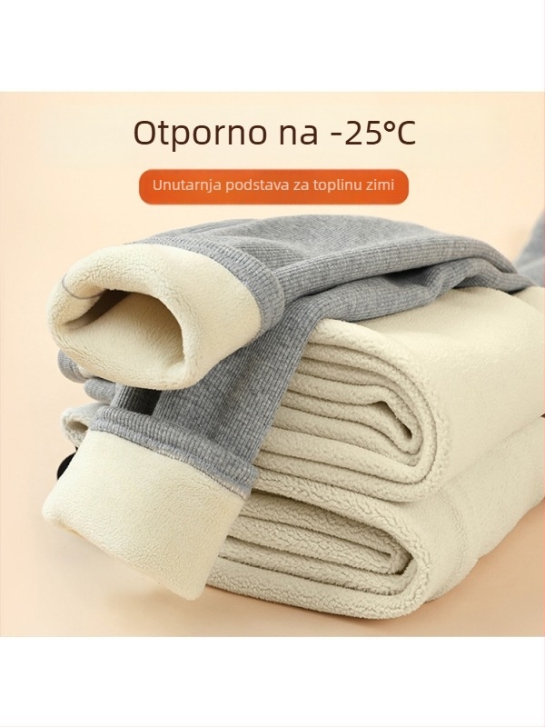 Trudničke hlače s flis podstavom, debele, duge, uskog kroja, poliester-spandeks mješavina, zimska kolekcija 2025