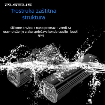 PLSELIS Prednje svjetlo za bicikl s Type-C punjenjem, vodootporno, ultra lagano
