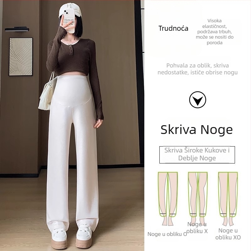JOYNCLEON trudničke hlače s širokim krojem, udoban kroj, podrška za trbuh, duge hlače, poliester 95%+