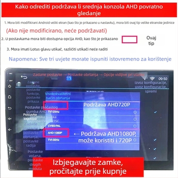 AHD kamera za stražnji pogled s fisheye objektivom, 720P, 12V, 90° podesivi kut, CVBS