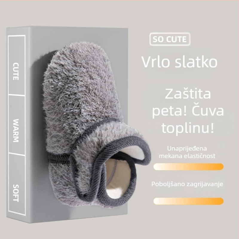 Unisex dječje unutarnje cipele s baršunastim gornjim dijelom, fleece podstava, Velcro kopča, TPR potplat, debeli dizajn